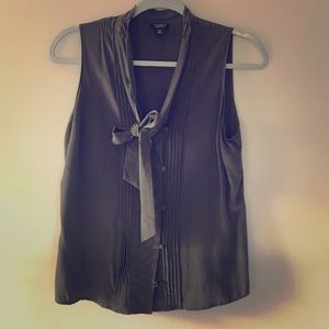ANN TAYLOR Olive silk blouse