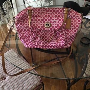 Pink Coach Op Art Coated Canvas Leah