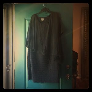 Adrianna Papell black cape dress