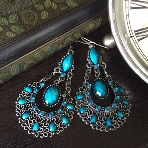 Teal Statement Earrings