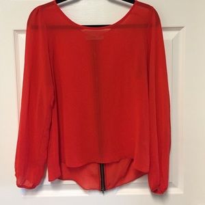 Sheer red blouse