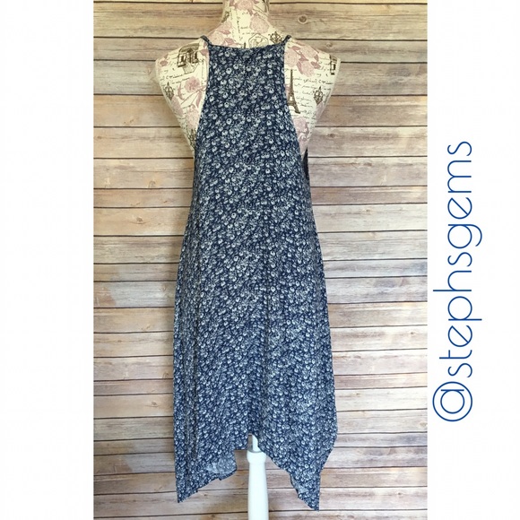 Blue Floral T-back Dress - Picture 2 of 3