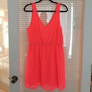 Hot pink dress with elastic waist