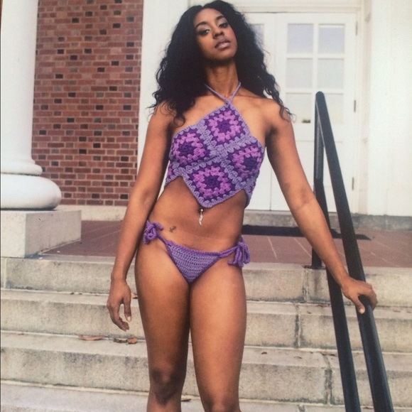 Custom crochet bikini that fits a size small.