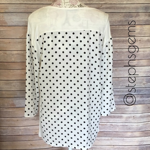 Cream and Black Polka Dot Top - Picture 2 of 3