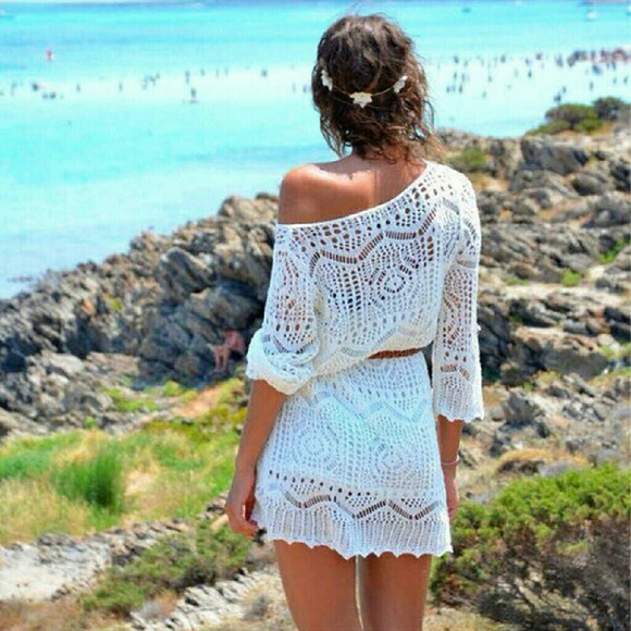 Dresses & Skirts - Sexy Hollow Out Short White Lace summer dress