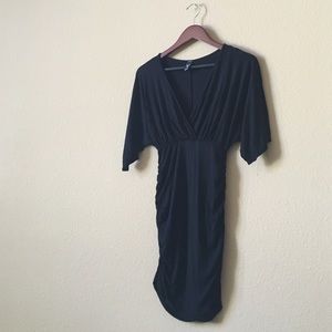 Windsor Cinched Black Deep V Dress