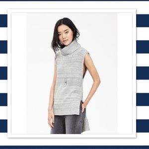 BR turtle neck top, asymmetrical sleeveless SMALL