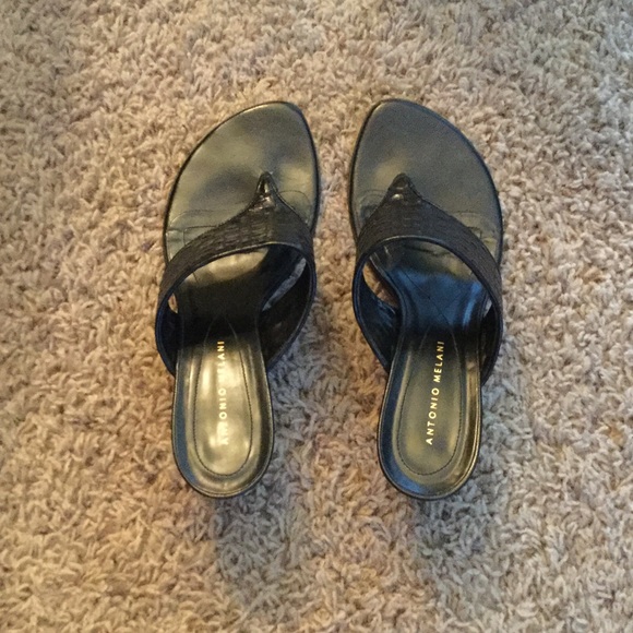 Antonio Melani black pump sandals.
