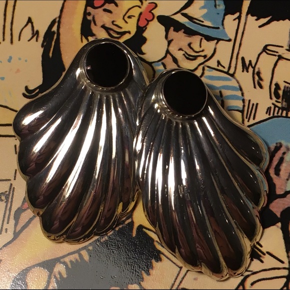 Sterling Silver & Onyx Wing Earrings .925 - Picture 2 of 4