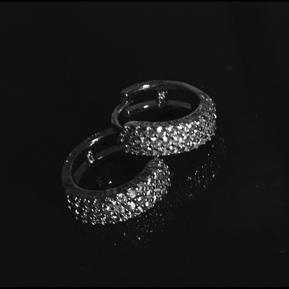 NEW Diamond Sterling Silver Hoop Earrings