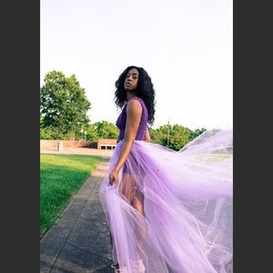 Custom crochet romper with matching tulle skirt