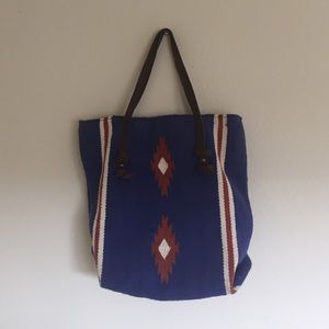 Richly colored Aztec print book tote or beach bag