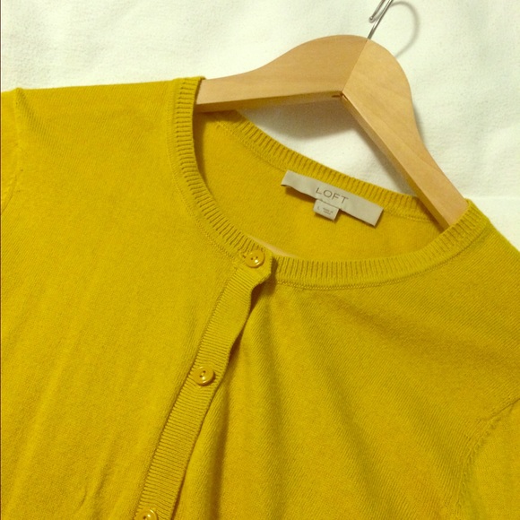 LOFT mustard yellow cardigan 3/4 sleeve - size L
