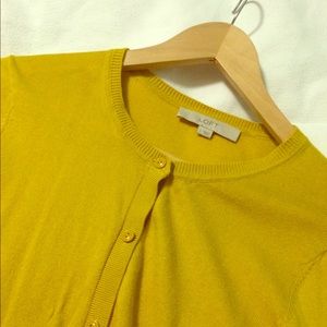 LOFT mustard yellow cardigan 3/4 sleeve - size L