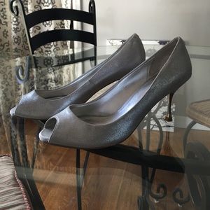 Silver Aldo Kitten Heels