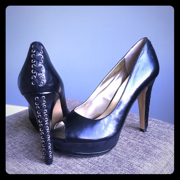 Nine West Shoes - Nine West. Black leather and suede platform pumps.