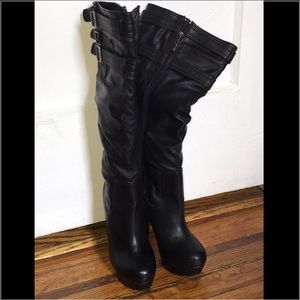 Black vegan leather boots
