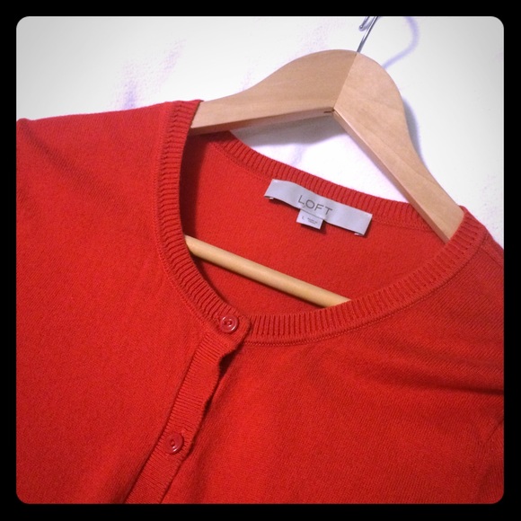 LOFT orange cardigan - 3/4 sleeve - size L