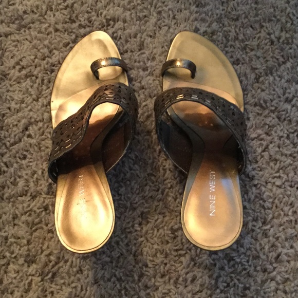 Nine West bronze leather heels.