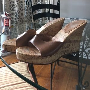 Aldo Cork Wedges with Leather Strap