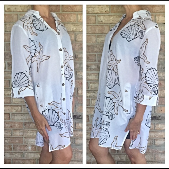 Starfish, Seashell & Sequin Swim Coverup Tunic - Picture 2 of 4