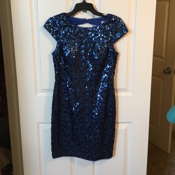 blue sequin homecoming dress