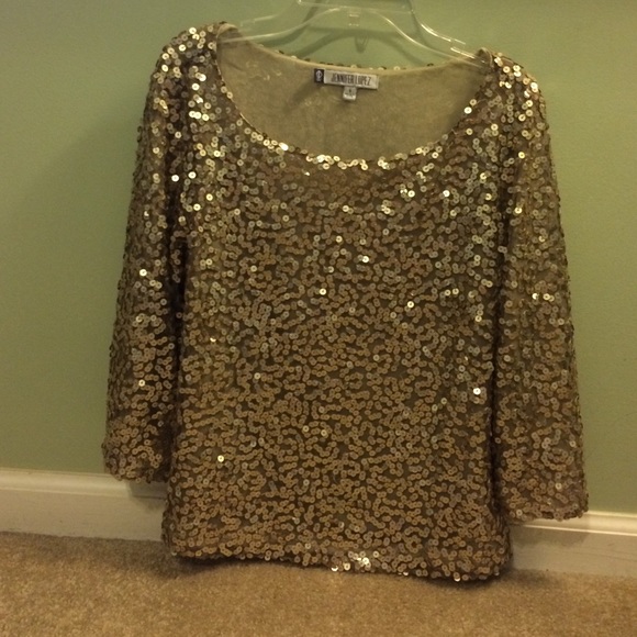 Jennifer Lopez Gold Sequin top