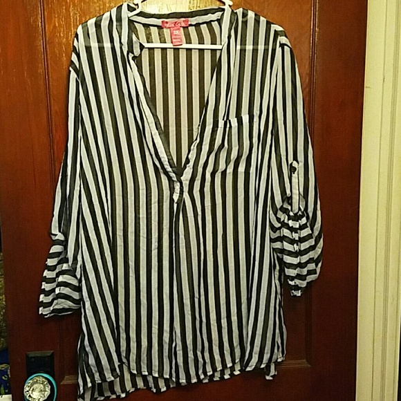 Striped sheer blouse
