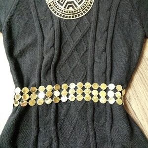 XL sweater dress Black Cable knit pink republic