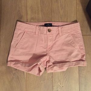 blush pink American eagle khaki midi shorts