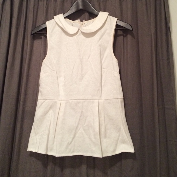 Pan collared, peplum J. Crew top.