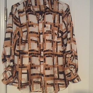 Gold and Black Silk Button Down