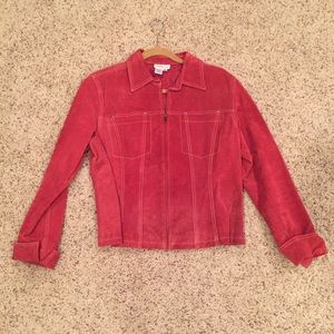 Red suede Coldwater Creek zip jacket