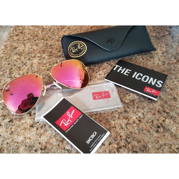 Athuentic! Ray Ban Aviator Gold/Pink Lens 58mm