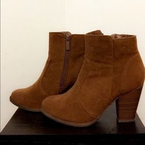 Brown Suede Booties - size 8