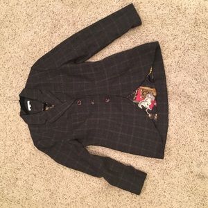 Cabi plaid peacoat embroidered