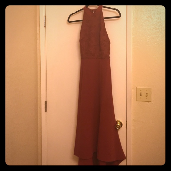 Maroon high low lace dress