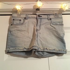 Faded white denim shorts