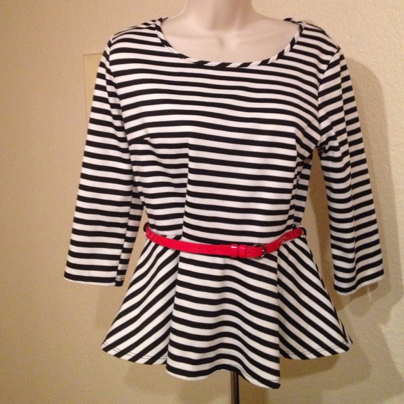 Black and White Poplin Blouse.