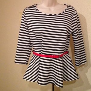 Black and White Poplin Blouse.