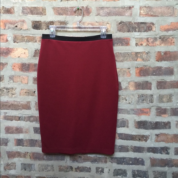 Oxblood Gold-Zip Bodycon Skirt