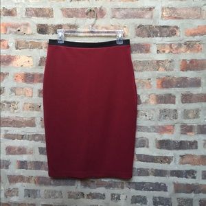 Oxblood Gold-Zip Bodycon Skirt