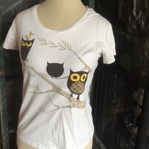 Sweet Patagonia Owls Tee SzL *w/ tiny flaws