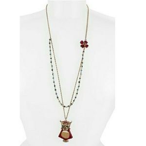 Betsey Johnson Flights of Fancy Owl Necklace