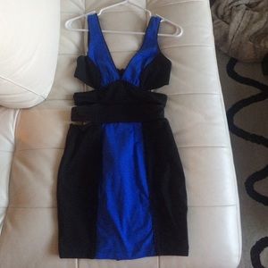 Bebe Addiction black and blue dress