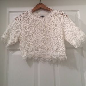 White Lace Crop Top