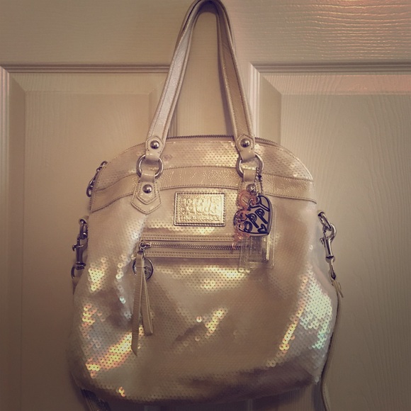 Coach white sequin purse