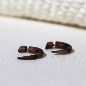 Wood Horn Fake Gauge Earrings
