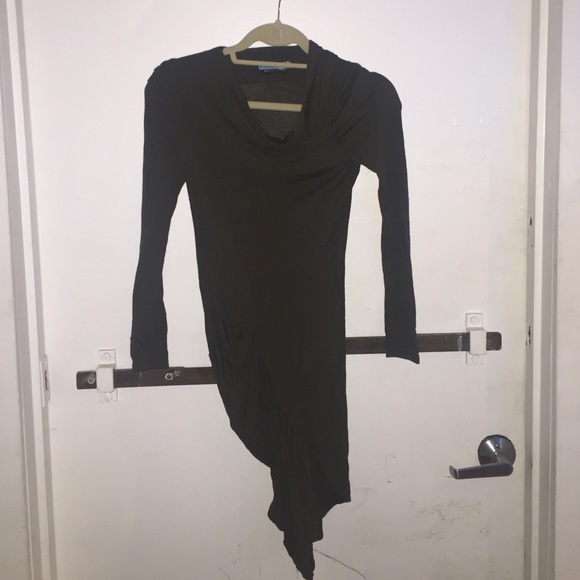 Olive green Alice and Olivia cowl neck dress
